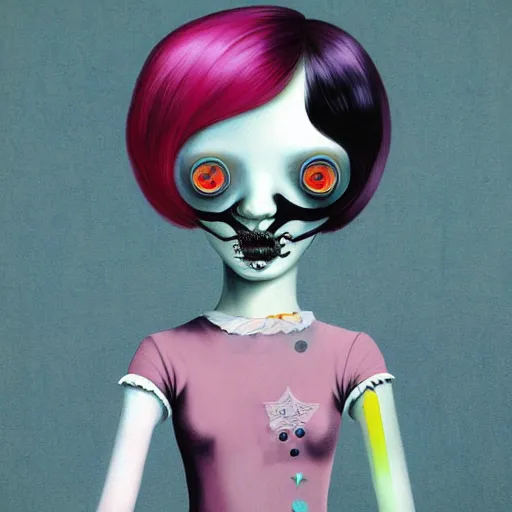 Prompt: Glitchpunk girl, by Mark Ryden and Goro Fujita