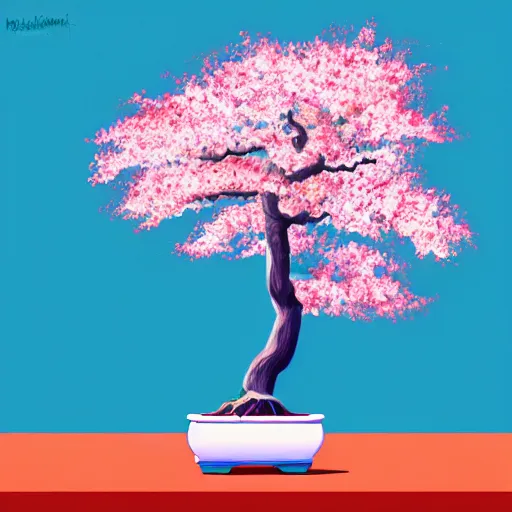 Image similar to bonsai sakura tree but minimalistic concept art by frank stella gilleard james, whalen tom, colorful, soft light, trending on artstation, minimalism