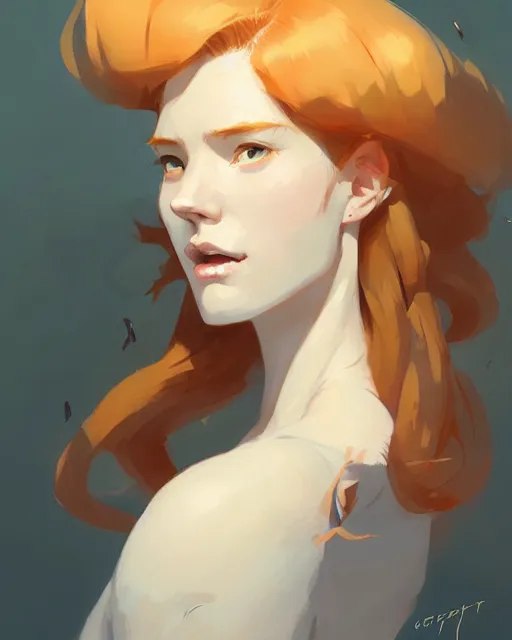 Prompt: hyper - realistic portrait of beautiful ginger female noble lady by atey ghailan, by greg rutkowski, by greg tocchini, by james gilleard, by joe fenton, by kaethe butcher, dynamic lighting, gradient light yellow, brown, blonde cream and white color scheme, grunge aesthetic