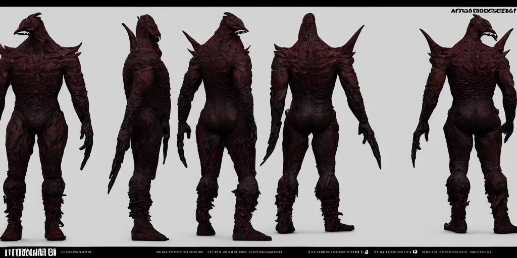 Image similar to character sheet of violator ( todd mcfarlane spawn ). 3 d render, trending on artstation, unreal engine 5, 8 k resolution