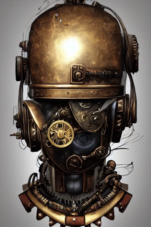 Image similar to steampunk helmet fantasy art mask robot ninja stylized digital illustration sharp focus, elegant intricate digital painting artstation concept art global illumination ray tracing advanced technology chaykin howard and campionpascale and cooke darwyn and davis jack