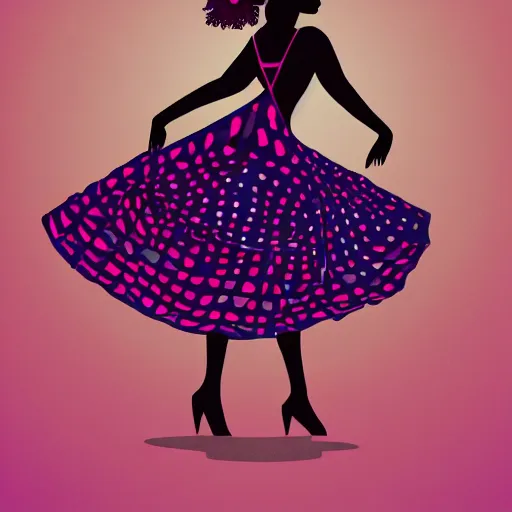 Prompt: a digital illustration of a beautiful woman dancing