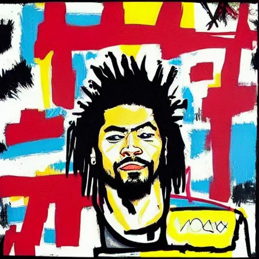 Image similar to roman reigns album cover basquiat style