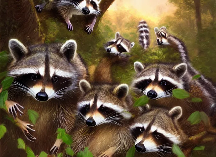 a raccoon festival in a quaint town, raccoons eating, | Stable Diffusion |  OpenArt