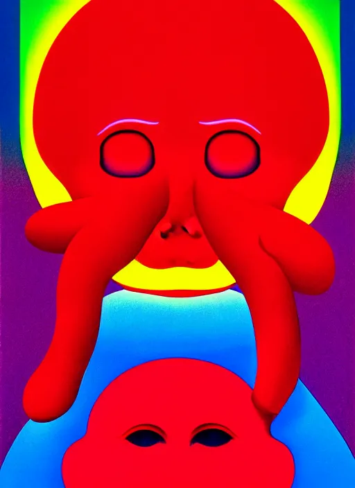 Image similar to devil by shusei nagaoka, kaws, david rudnick, airbrush on canvas, pastell colours, cell shaded, 8 k