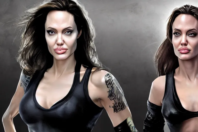 Prompt: angelina jolie is wrestler from wwe, many details, super realistic, high quality, 8 k