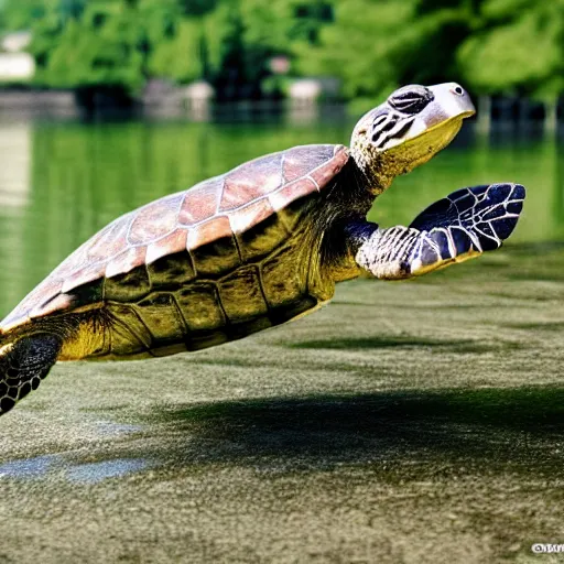 Prompt: highly detailed photo of a turtle dancing tango