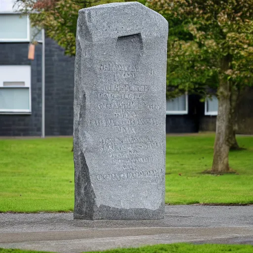 Prompt: stone memorial, Finglas Dublin, photograph, 8k