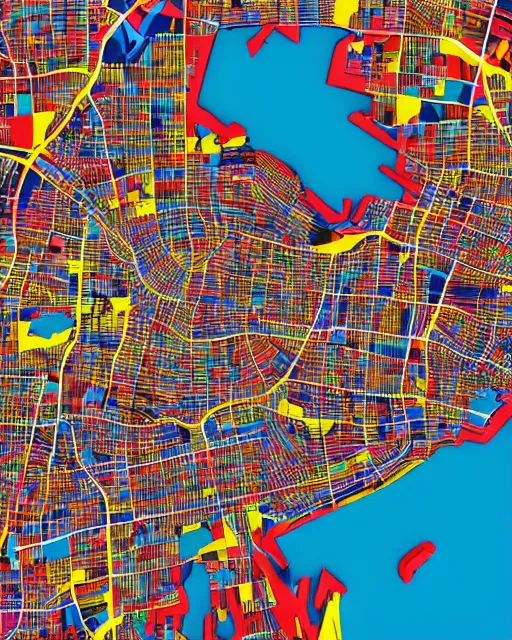 Image similar to colourful maps, new York, 3d