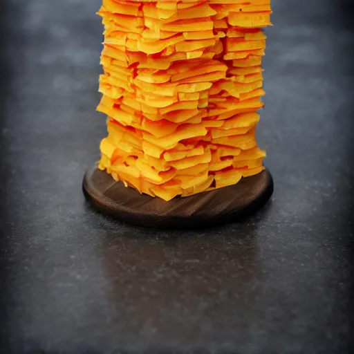 Prompt: 1,000,000 slices of sharp cheddar cheese stacked into a tower hyperrealistic, 8k