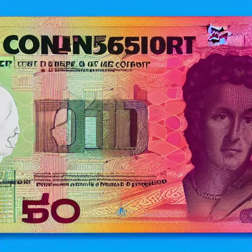 Prompt: concept design 5 0 € note for the year 2 0 3 3