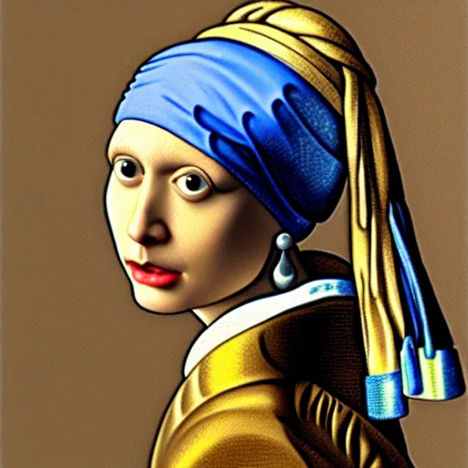 Image similar to Dwayne Johnson with the pearl earring by Johannes Vermeer