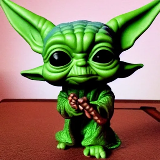 Image similar to cute isometric baby yoda funko pop