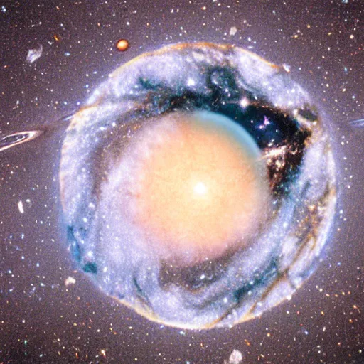 Image similar to a marble with a universe inside it, photographed by the hubble space camera