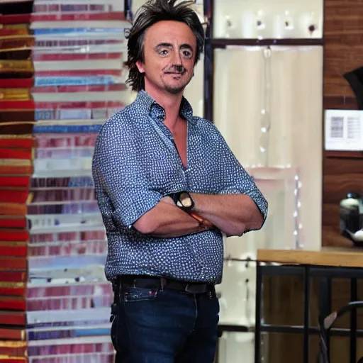 Image similar to Richard Hammond glues on his wig, highly detailed