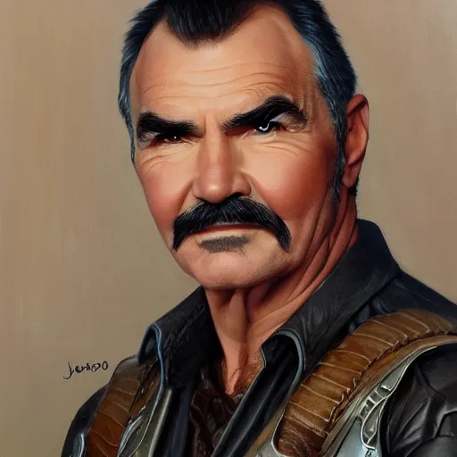 Prompt: burt reynolds as a fantasy D&D character, close-up portrait art by Donato Giancola and James Gurney, digital art, trending on artstation