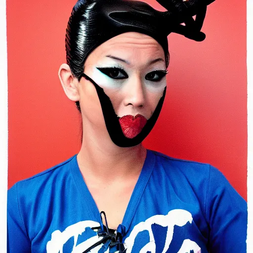 Image similar to photo portrait of beautiful ninja woman, by terry richardson