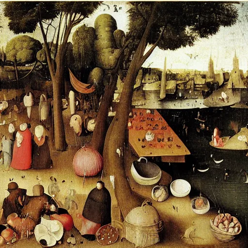 Image similar to the fruit and veg stall on the banks of the river styx, Hieronymus Bosch