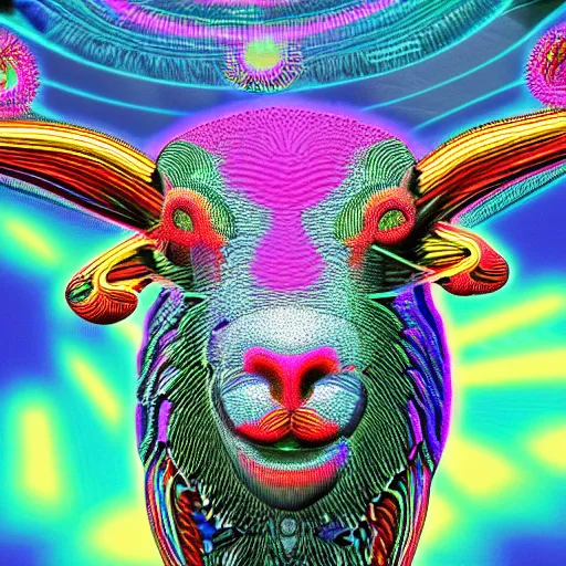 Image similar to dreaming of electric sheep, highly detailed, fractals