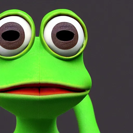 Image similar to a sadge - sad - pepe - the - frog, looking more depressed than usual, quivering lips, fists in the air, sweat flying, cgi render, zbrush, octane, keyshot render