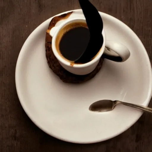 Prompt: coffee art of Woody Allen, food photography