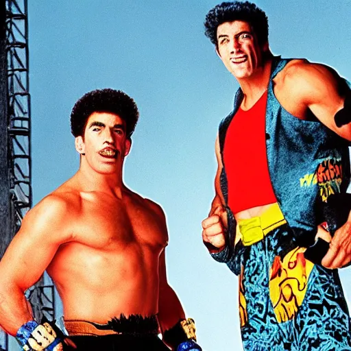 Image similar to hulk hogan tag team with kramer from seinfeld