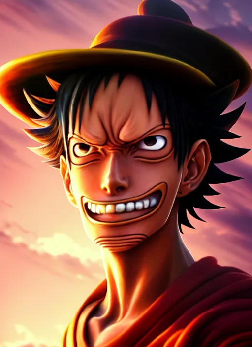 Prompt: a _ fantasy _ style _ portrait _ painting _ of luffy strawhat _ painting _ unreal _ 5 _ daz. _ rpg _ portrait _ extremely _ detailed _ artgerm _ greg _ rutkowski _ greg