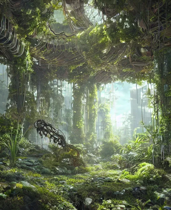 Image similar to intricate transparent clear see - through image of forge, lush botany, biomechanical environment, ultra realistic, concept art, psychedelic, photorealistic, octane render, 8 k, unreal engine. art by nori inoguchi and sam kaplan and zachary goulko and christopher marley