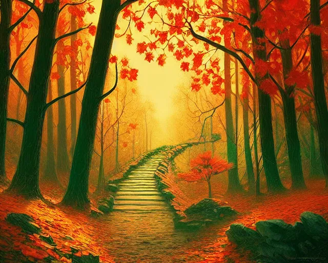 Image similar to retro pop surrealism alcove, autumn overgrowth, alena aenami, ferdinand knab, radiant light