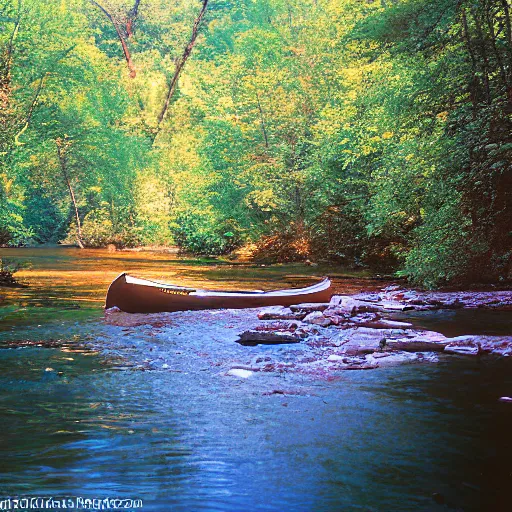 Image similar to cahaba river alabama, canoe in foreground, kodak ektachrome e 1 0 0,