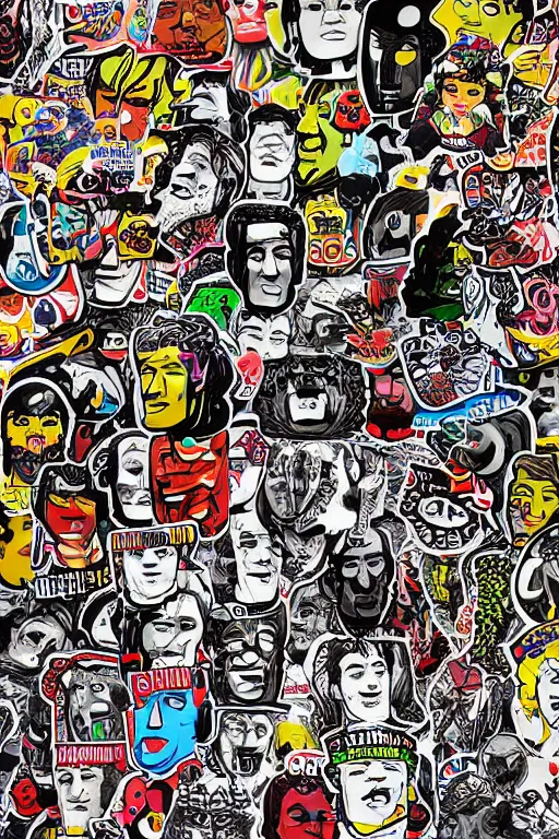 Image similar to sticker art, cronobreaker moai statue popart slap face caricature comic book illustration cartoon graffity street digital