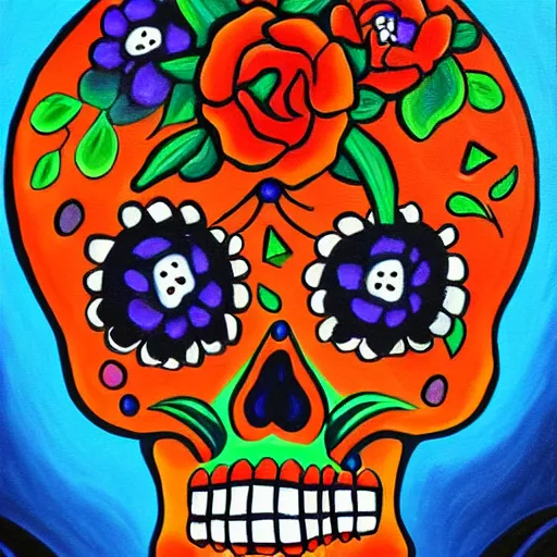 Image similar to Dia De Los Muertos, painting