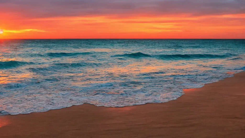 Image similar to A beach with a beautiful sunset