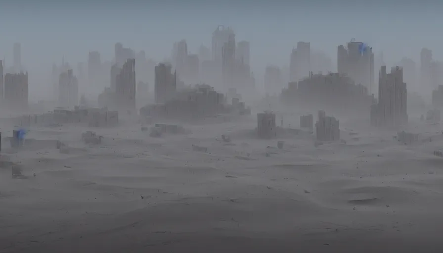 Prompt: washington city under sand in sandstorm, sand dunes, damaged buildings, hyperdetailed, artstation, cgsociety, 8 k