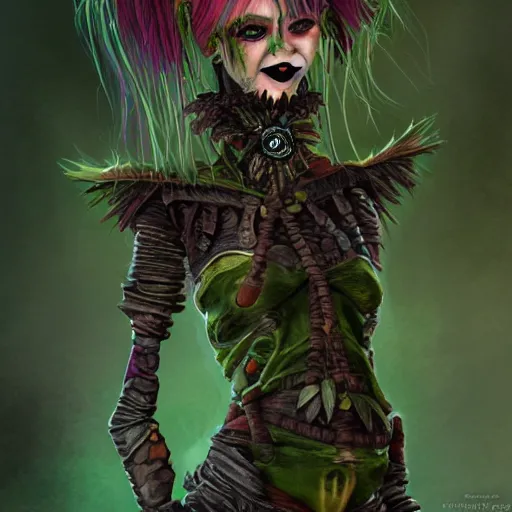 Image similar to eco punk, goblin girl goth, fantasy art, high detail, 4k