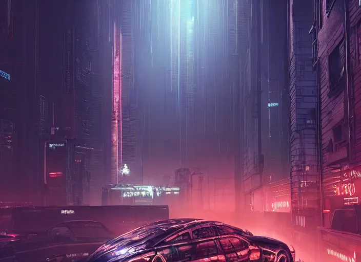 Image similar to cyberpunk scifi scene of paris at night, scifi drones, artstation, matt painting, very detailed, maximalism, ambient occlusion, volumetric light, atmospheric haze, unreal engine, hyper realism, realistic shading, cinematic composition, realistic render, octane render, detailed textures, photorealistic, wide shot