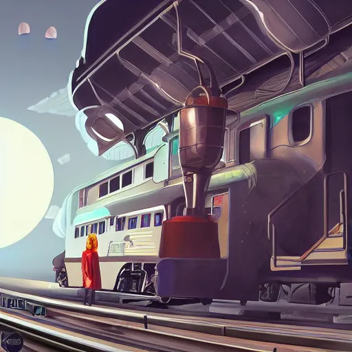 Prompt: all aboard the train to the moon, artstation