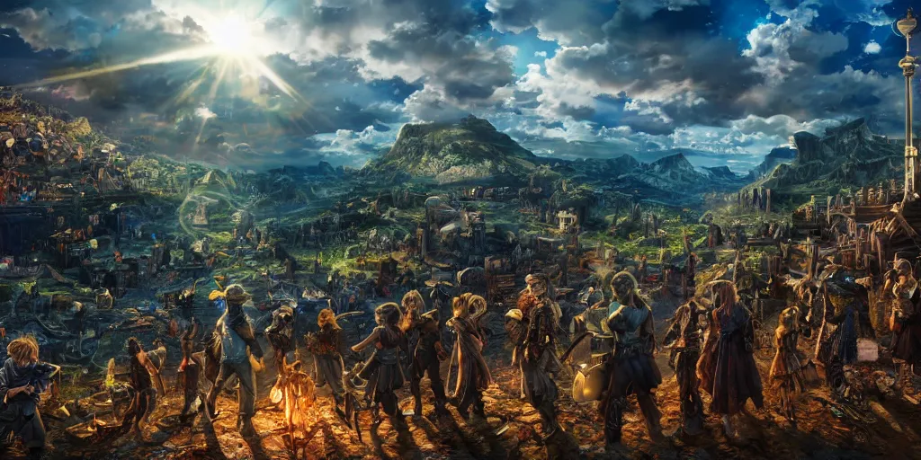 Image similar to now is the time to make real the promises of democracy. now is the time to rise from the dark and desolate valley of segregation to the sunlit path of racial justice. ultrafine highly detailed colorful illustration, intricate linework, sharp focus, octopath traveler, final fantasy, unreal engine highly rendered, global illumination, radiant light, intricate environment