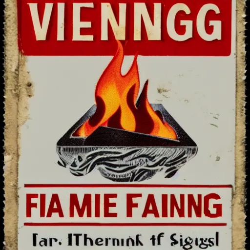 Image similar to vintage fire flame warning label