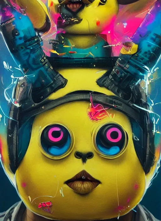 Prompt: beautiful portrait of lofi cyberpunk pikachu, by Tristan Eaton, Stanley Artgermm, Tom Bagshaw, Greg Rutkowski, Carne Griffiths, trending on DeviantArt, face enhance, hyper detailed. trending on Artstation, 8k, masterpiece, graffiti paint, fine detail, full of color, intricate detail, golden ratio illustration