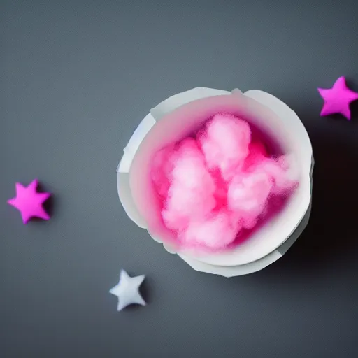 Prompt: cotton Candy grenade, centered, product shot, airy, iridescent lighting, gradient background