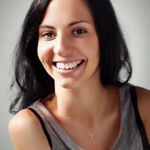 Image similar to german-italian woman with black hair, lovely smile, photo, protrait