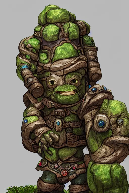 Image similar to zelda fantasy art giant golem troll wood rock greeble gemstone, global illumination ray tracing hdr fanart arstation by sung choi and eric pfeiffer and gabriel garza and casper konefal