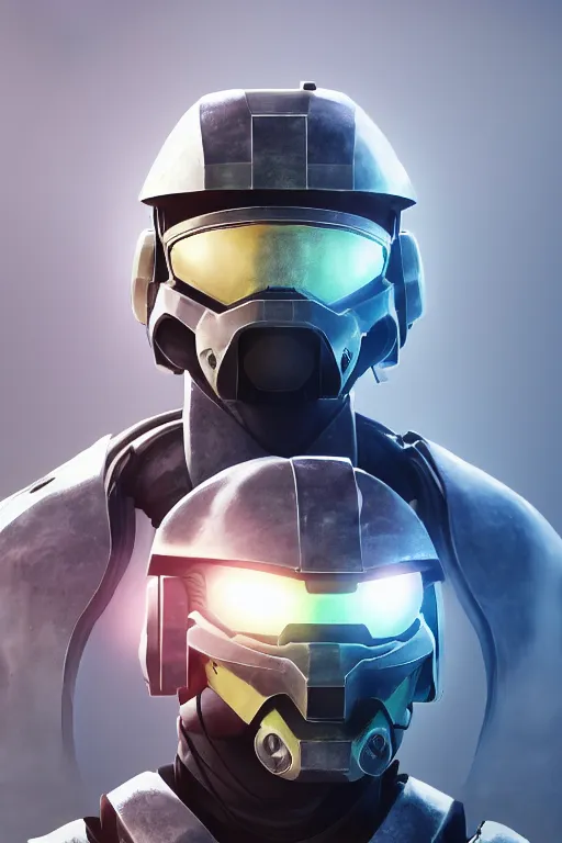 Image similar to robot ninja mask helmet halo master chief radiating a glowing aura global illumination ray tracing hdr fanart arstation by ian pesty and katarzyna da „ bek - chmiel