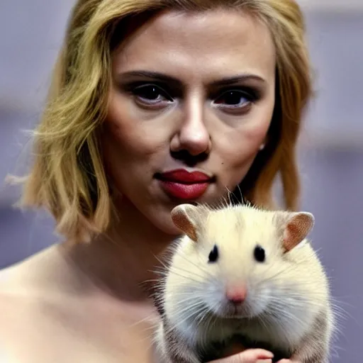 Prompt: scarlett johansson as a hamster hamster hamster