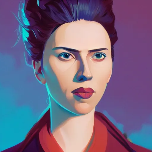 Image similar to face icon stylized minimalist bolshevik leader nadezhda konstantinovna krupskaya played by scarlett johansson, loftis, cory behance hd by jesper ejsing, by rhads, makoto shinkai and lois van baarle, ilya kuvshinov, rossdraws global illumination