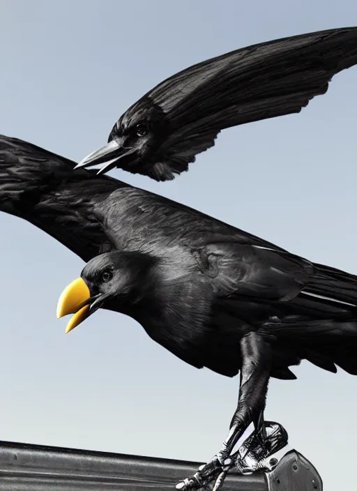 Image similar to a highly detailed ultra realistic photograph of a crow pilot