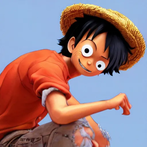 Image similar to luffy, highly detailed, pixar style, artstation, soft light, sharp focus, illustration, concept art