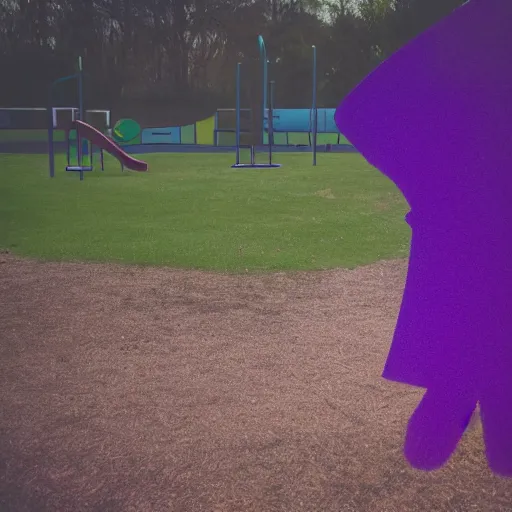 Prompt: scary shadow figure by the playground