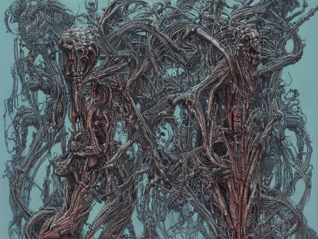 Prompt: Sega Mega Drive Genesis game in the style of H.R. Giger, Zdzislaw Beksinski and Todd McFarlane